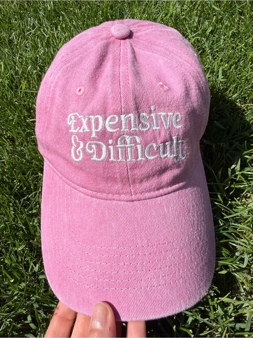 Pink "Expensive & Difficult" Embroidered Baseball Cap